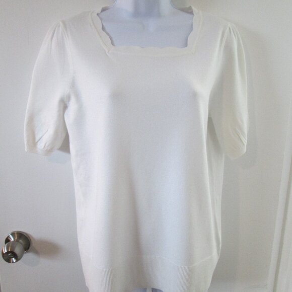 Melissa Paige Scalloped Short-Sleeve Sweater Sz L NWT - Picture 7 of 12